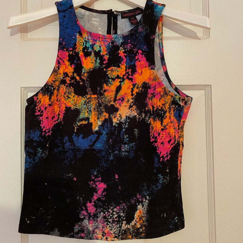 Material Girl Black Tie Dye Print Crop Top